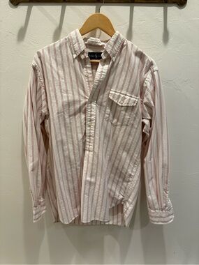 Ralph Lauren White Shirt with Pink Stripes — Button-Down Casual
